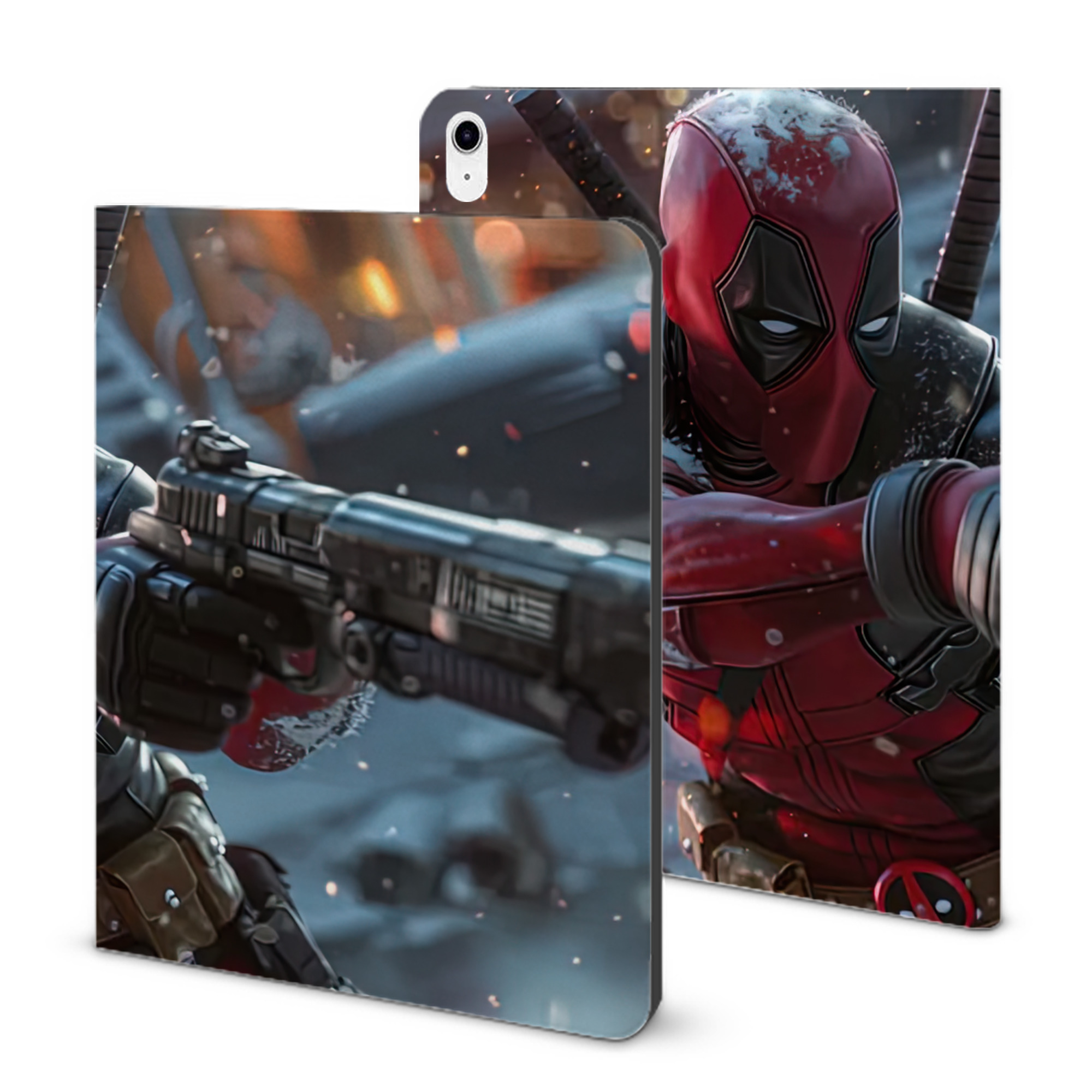 （画像用） Deadpool デッドプール IPad ケース ブック型 PUレザー TPU 耐衝撃 軽量 薄型 ペン収納なし 全面保護 IPad 各モデル対応